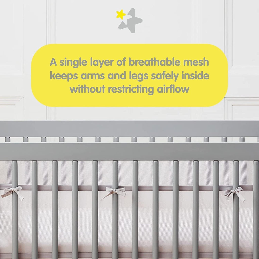 Breathable Baby Mesh Crib Liner, Womdee Cot Bumper For Boys Girls Airflow Safe 3D Fresh Breathing Bedding All Season,2Pcs Liner Set. (Blue)