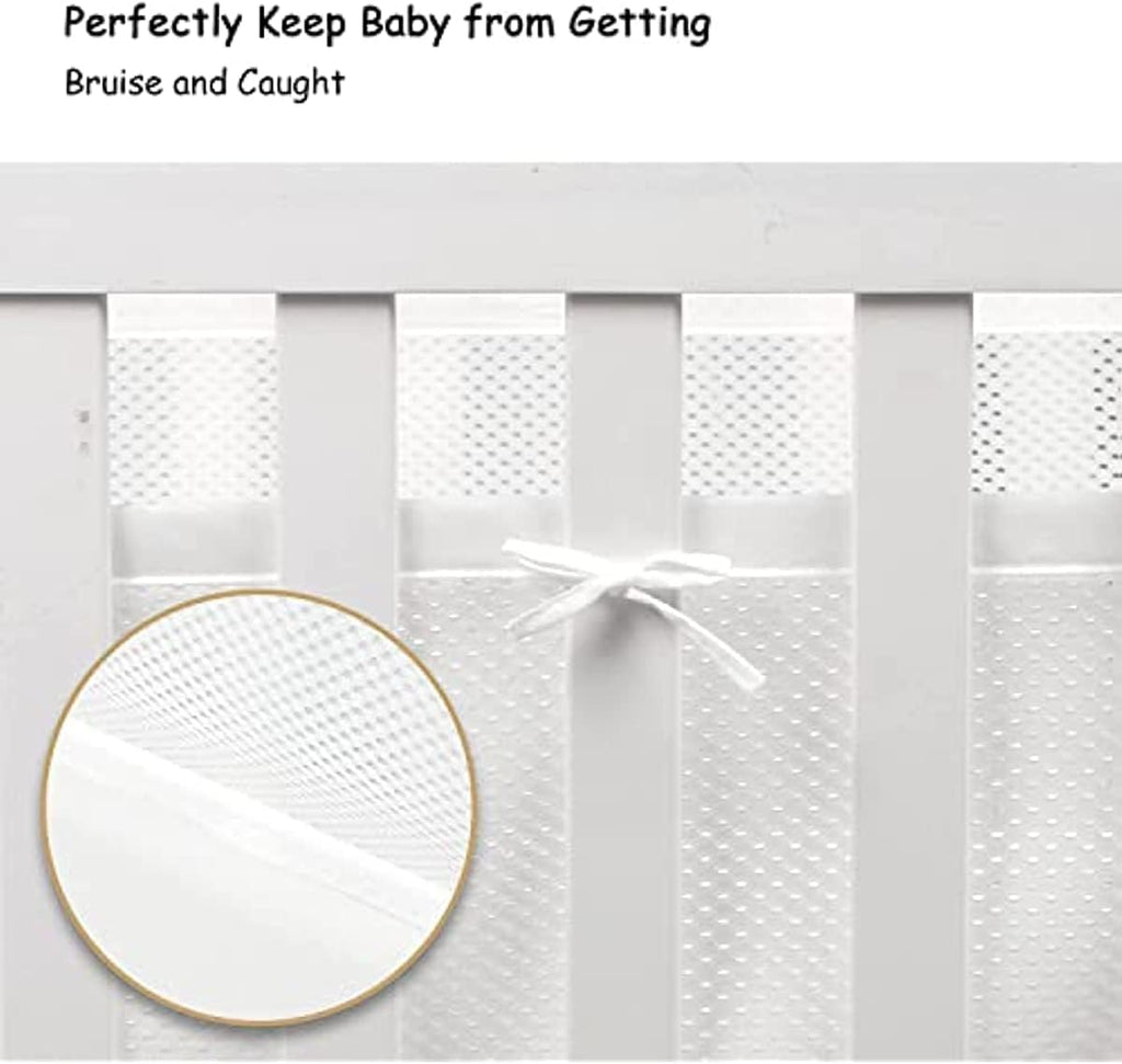 Breathable Baby Mesh Crib Liner, Womdee Cot Bumper For Boys Girls Airflow Safe 3D Fresh Breathing Bedding All Season,2Pcs Liner Set. (Blue)